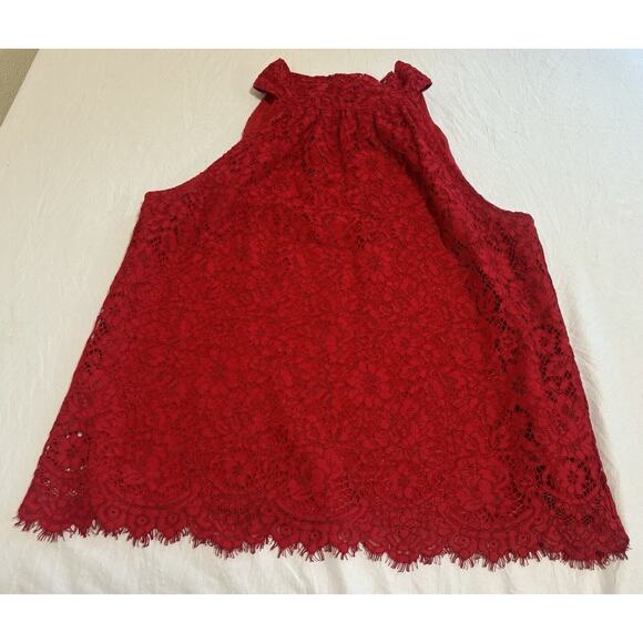 J.Crew Women’s Sz S Red Lace Halter Top Blouse Lined Boho Formal Romantic Fairy - Picture 1 of 10